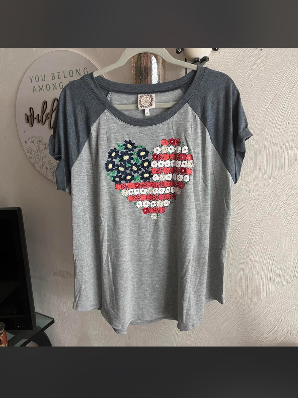 Heather Gray Raglan Tee with Dark Gray Collar